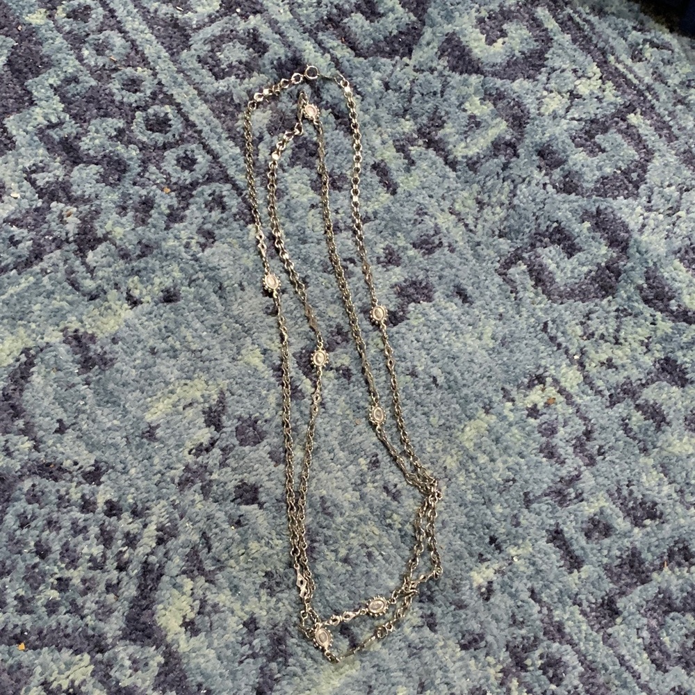 Vintage Accessocraft NYC stainless steel ornate 60” chain necklace